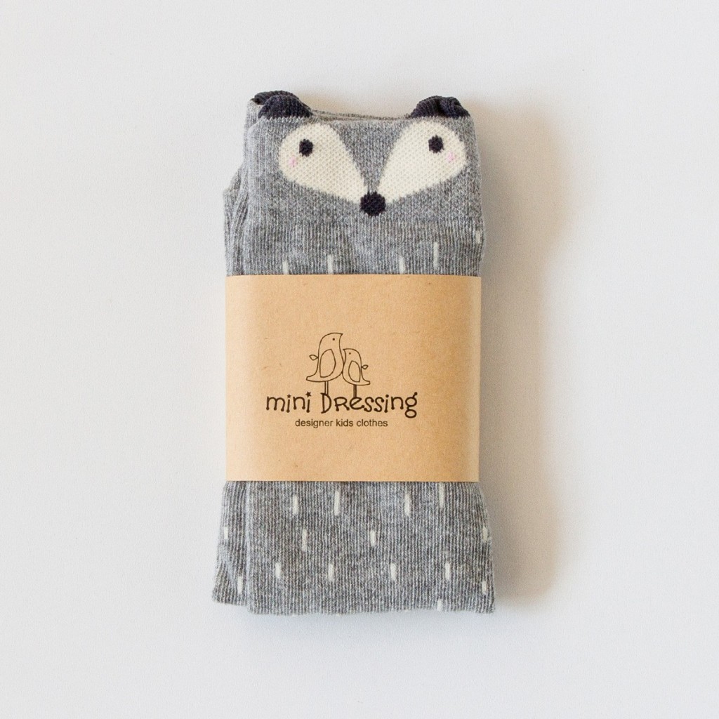 Oui Oui-calcetines zorritos grises-raccoon socks-mini dressing-packaging