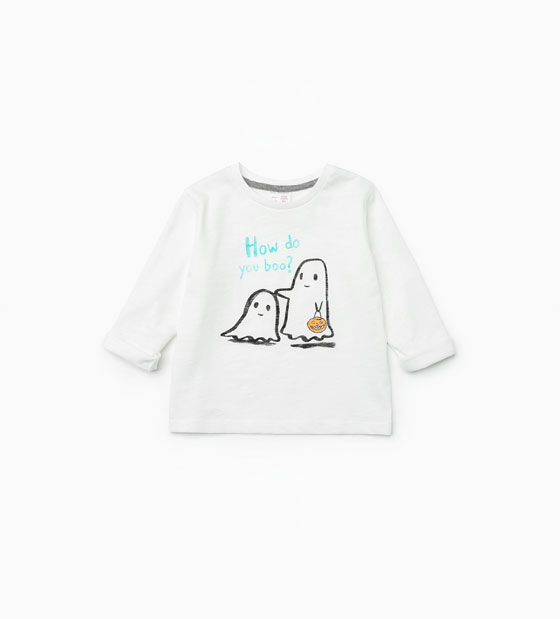 Oui Oui-disfraz halloween bebes-camiseta fantasma blanca-zara
