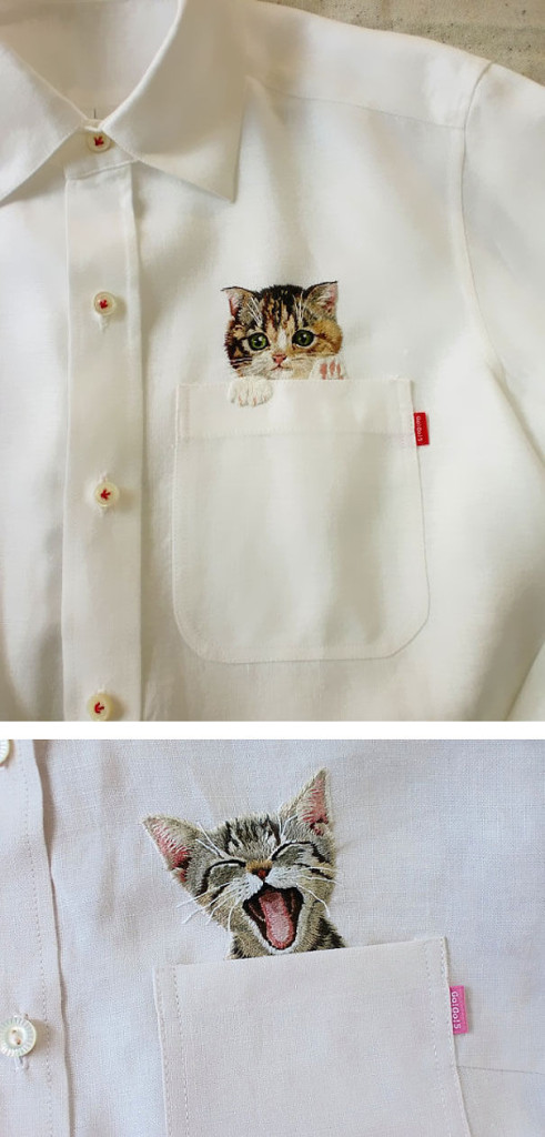 Oui Oui-regalos-para-amantes-de-gatos-camisa bolsillo gatito