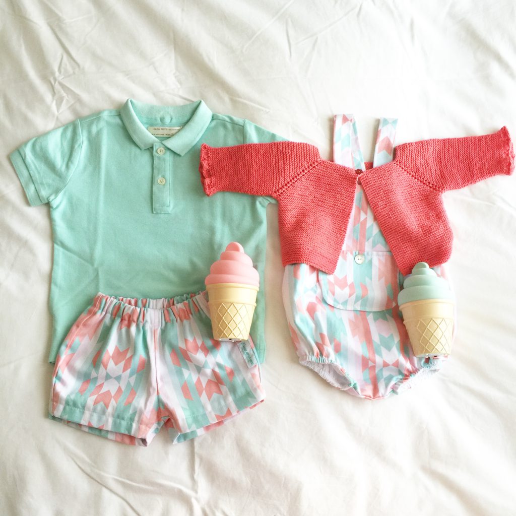 Oui Oui-conjunto mint y rosa-bebes erase una vez-zigzag